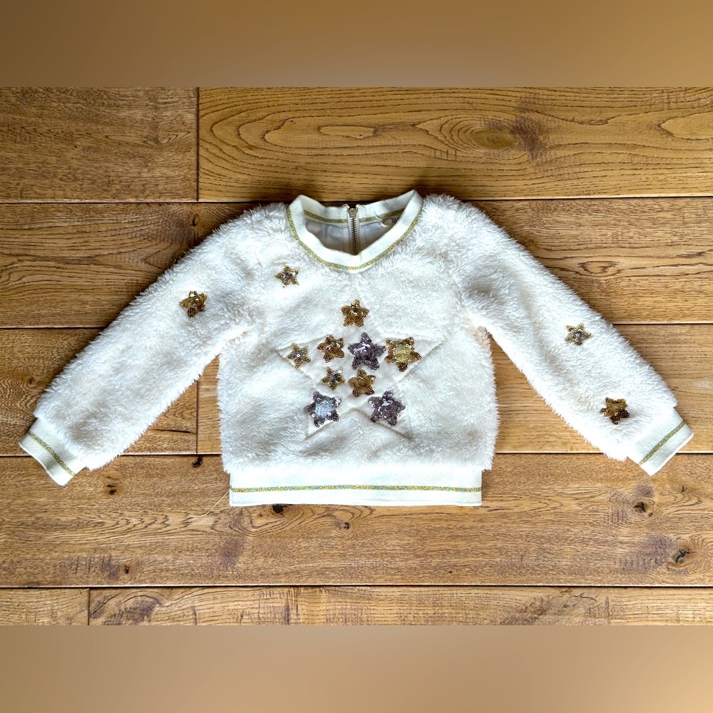Baby Sara Stars Sherpa Sequin Sweatshirt size 24 Months